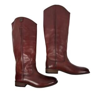 Frye Melissa Button Tall Boots Womens 7‎ M Mahogany Vintage Leather Pull On